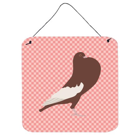 MICASA English Pouter Pigeon Pink Check Wall or Door Hanging Prints6 x 6 in. MI225960